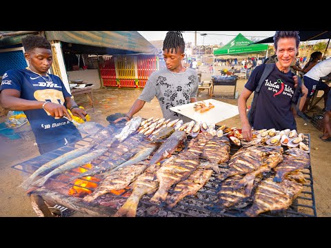 EXTREME African Street Food!! MASSIVE Seafood Mountain on a Dakar Beach, Senegal!!