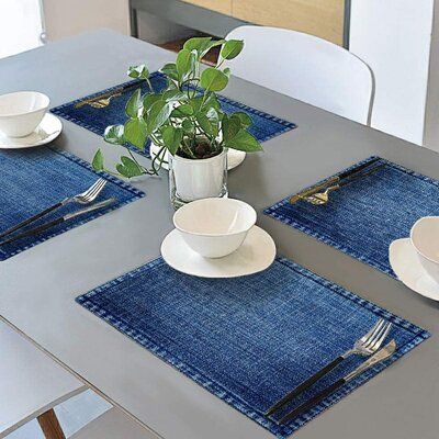 Plain denim table mats